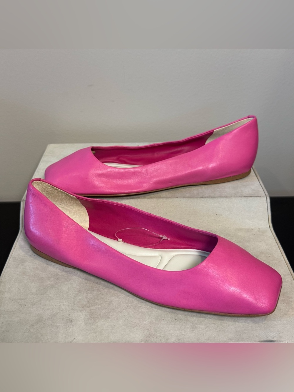 Franco Sarto Women’s Pink Leather Square-Toe Ballet Flats, NWOT, size 7.5